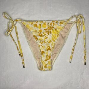 Peony Swimwear| women's yellow floral tie side bikini bottoms NWOT